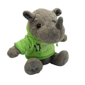 Petting Zoo Bronx Zoo Rhino Plush Toy Stuffed Animal Green Hoodie Rhinoceros